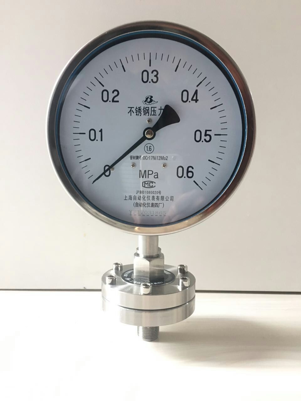 YPF-100B-F膜片压力表0-0.1Mpa